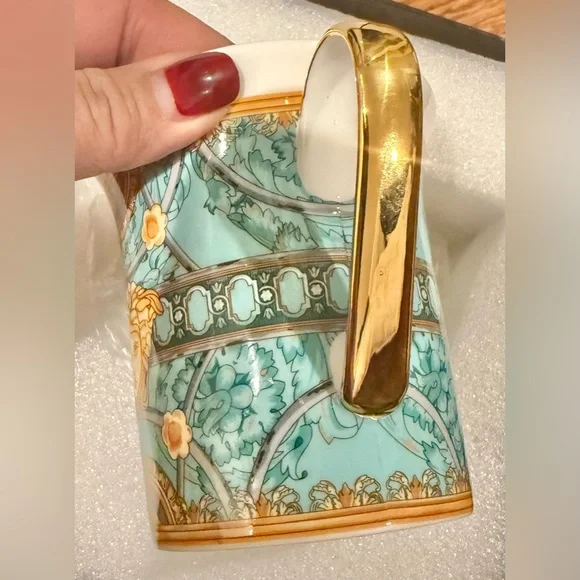 RARE Versace Rosenthal Collab Gold Trim Pink & Blue Mug Set New in Box - Picture 12 of 15